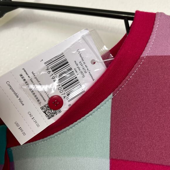 Kate Spade Henley Long Sleeve Pajama Top Small Check Button Pink Multi Cotton - Picture 5 of 13